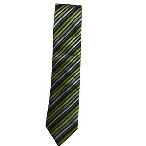 5/$10 Van Heusen Green White Diagonal Striped Tie